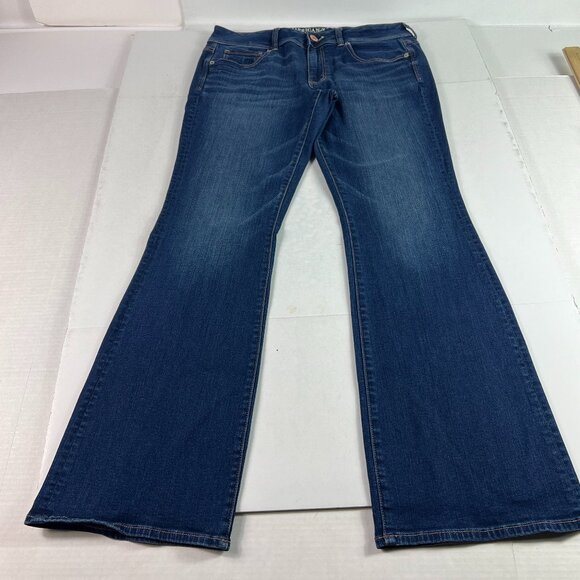American Eagle Jeans Women's 32x31* Kick Boot Mid Rise Blue Faded Denim Tag 12 R - Picture 1 of 16